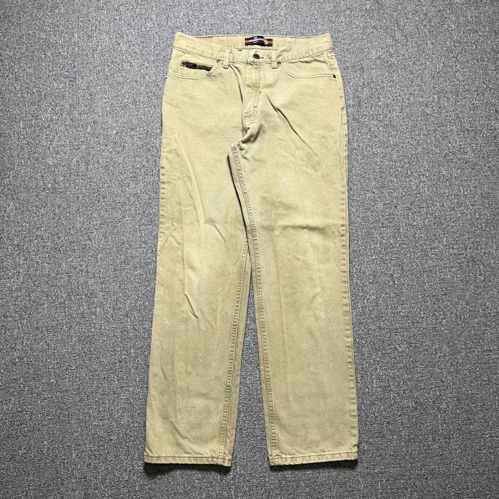 Lee Relaxed Fit Straight Leg Pants 34x32 Khaki Denim Cotton Mens Casual 90s